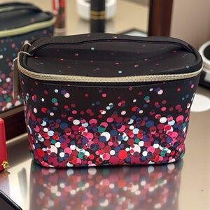 Trina Turk Stylish Black and Pink Polka Dot Women's Cosmetic Bag. NWT